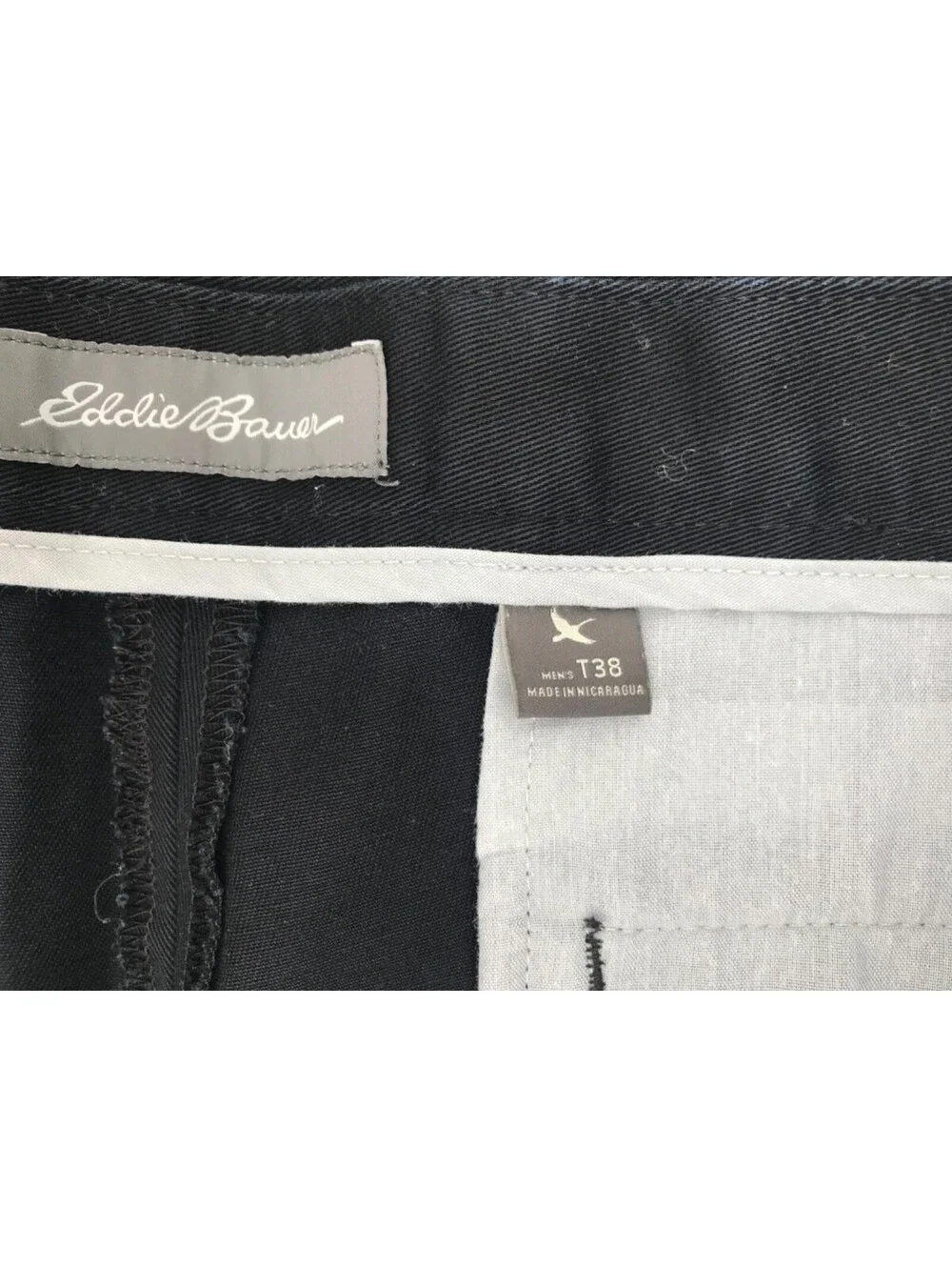 Eddie Bauer Men's Dark Blue/Black Dress Pants Slacks 38 Straight Leg Loose Fit